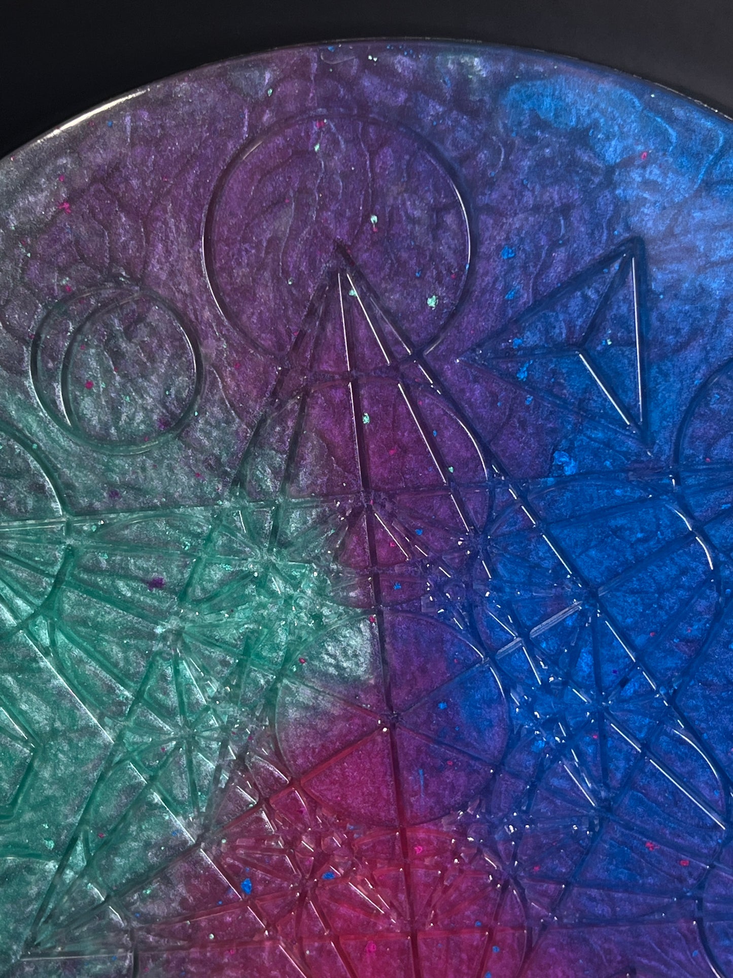 ✨ Cosmic Tide Sacred Geometry Tray | Deep Space Altar Grid Disc