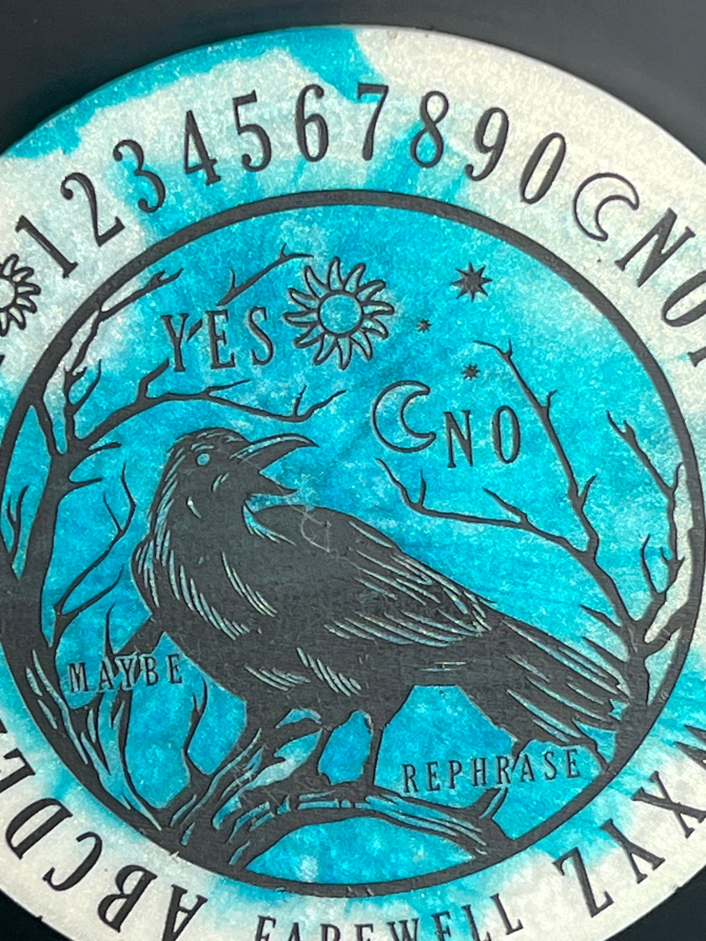 ❄️ Frost Tide Raven Talking Board | Clarity & Stillness Divination Disc (6”)