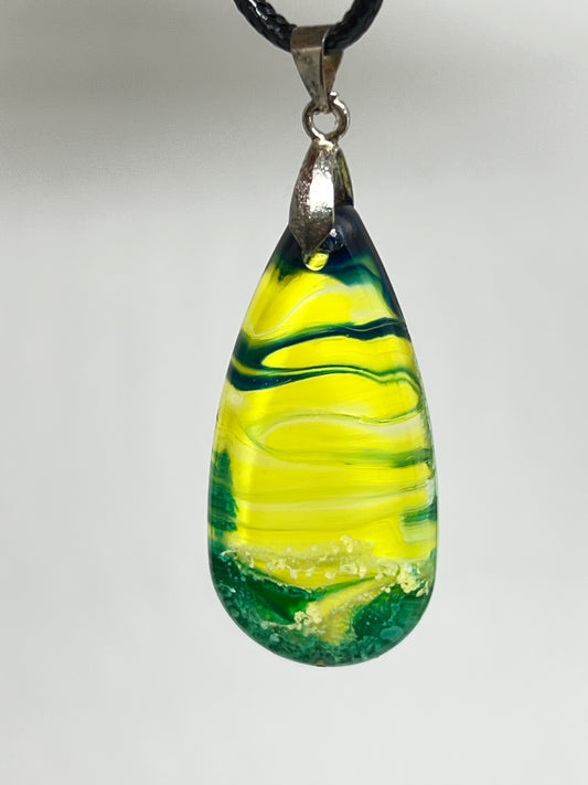 Wildwood Lightning — Yellow & Green Resin Pendant