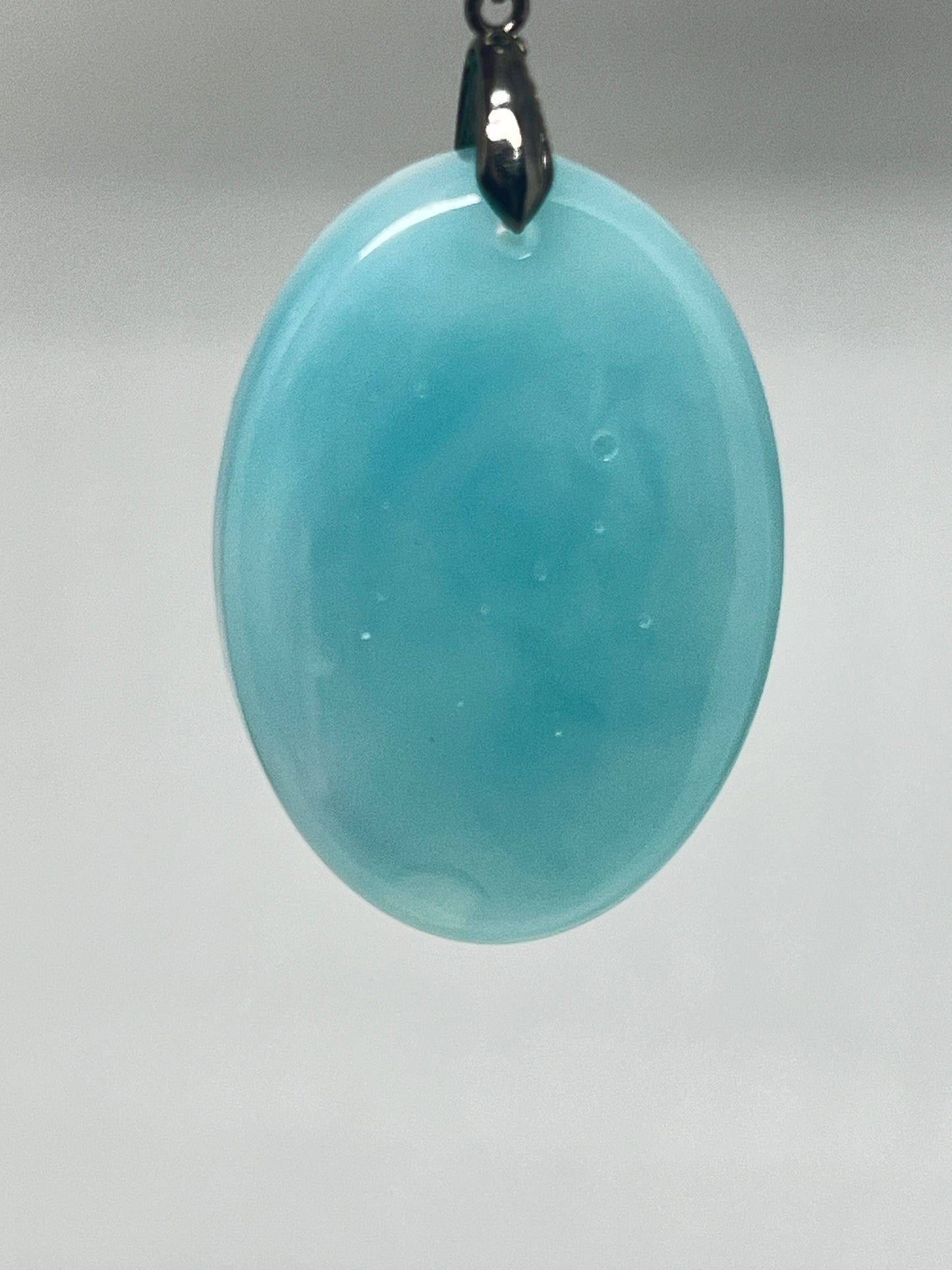 Still Waters — Aqua Oval Resin Pendant