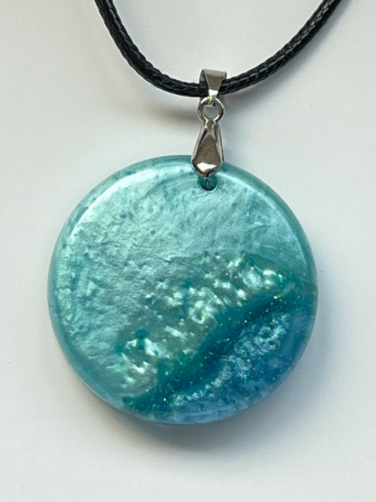 Deep Water Magic — Aqua Teal Resin Pendant