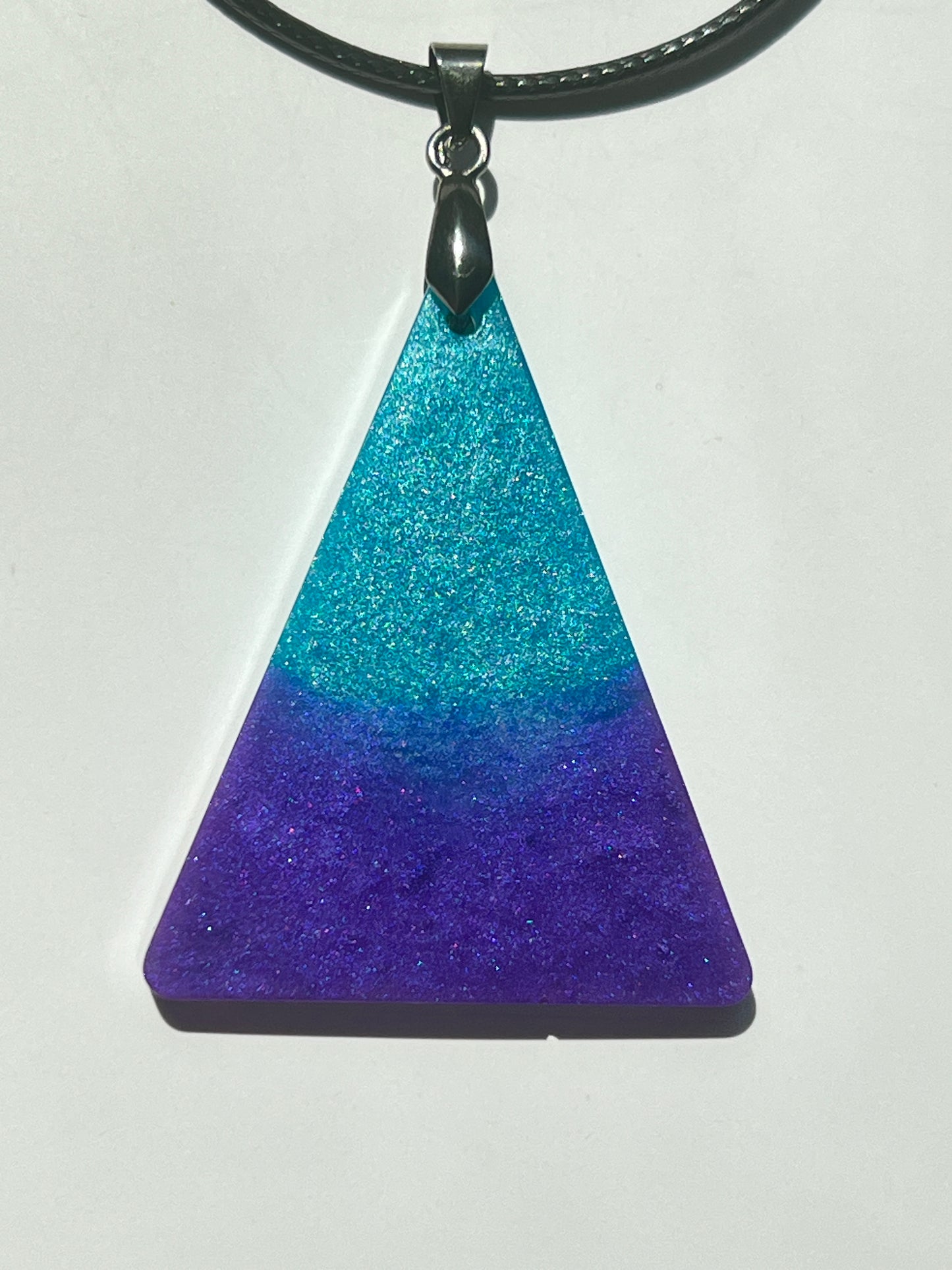 Celestial Pyramid — Teal & Violet Resin Pendant