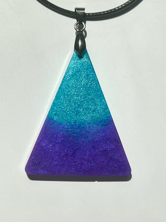 Celestial Pyramid — Teal & Violet Resin Pendant