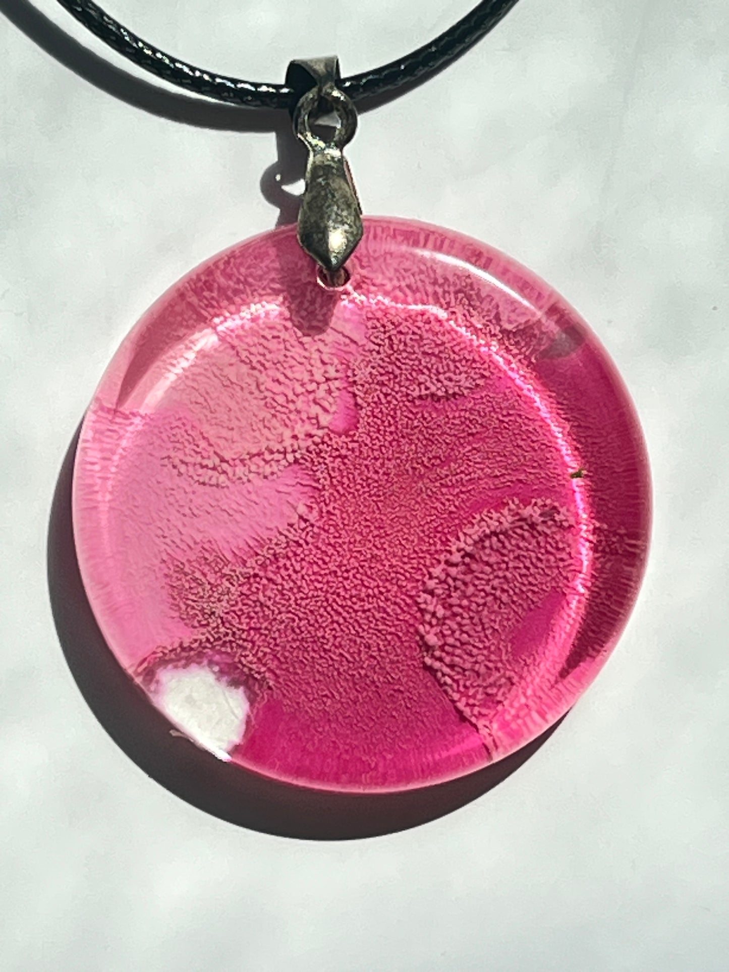 Rose Moon — Hot Pink Resin Pendant