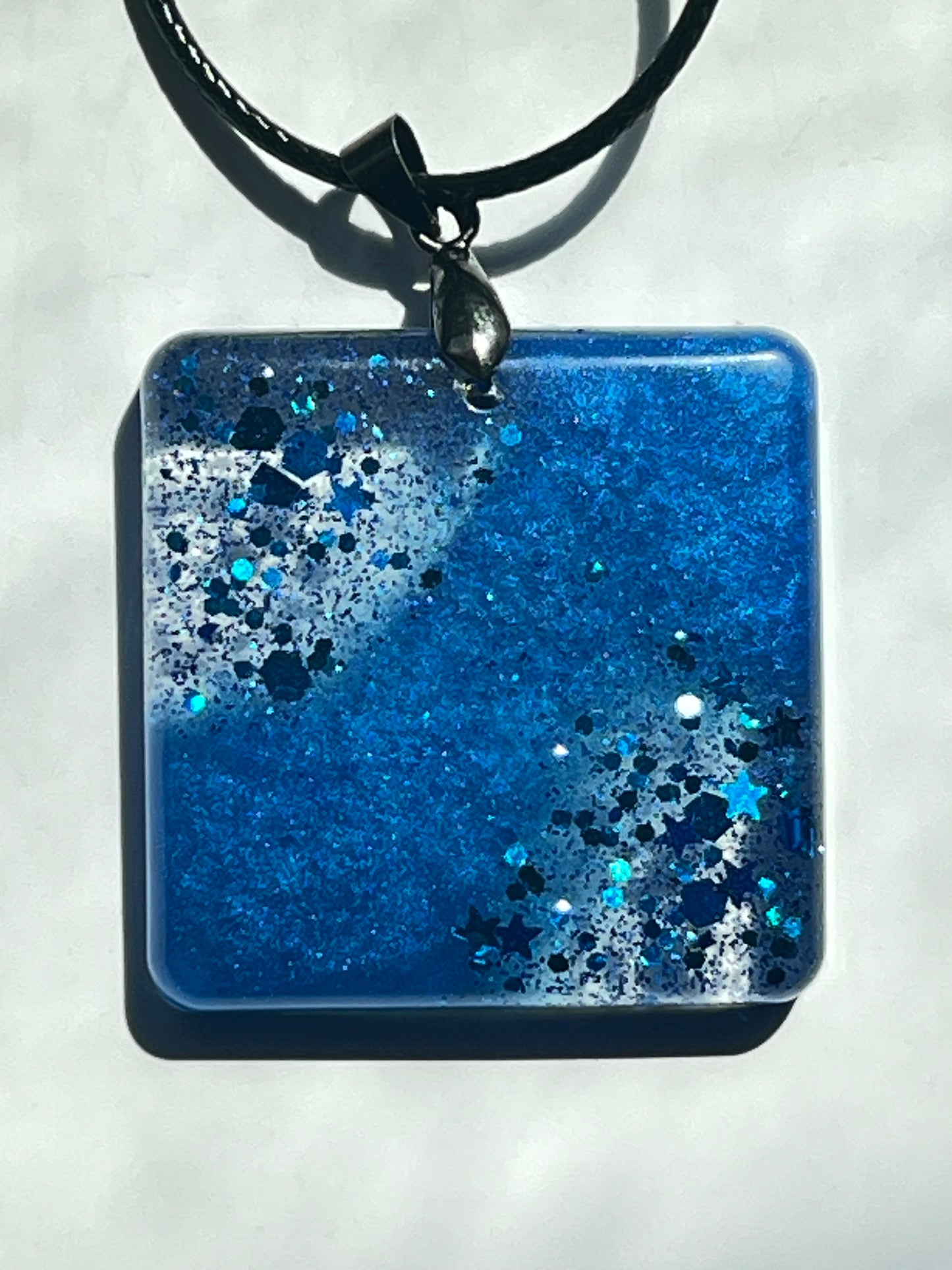 Stellar Cascade — Cobalt Blue Star Resin Pendant