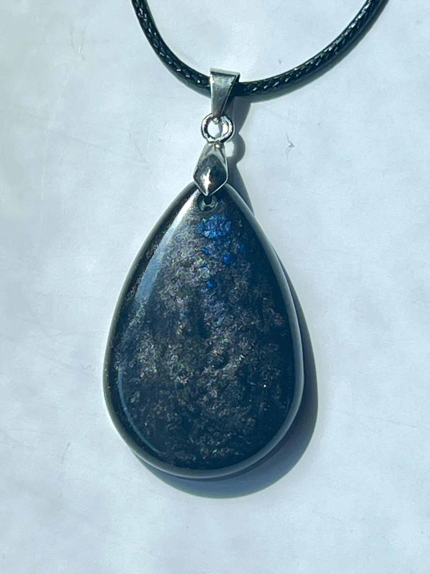 Void & Spark — Midnight Black Resin Pendant