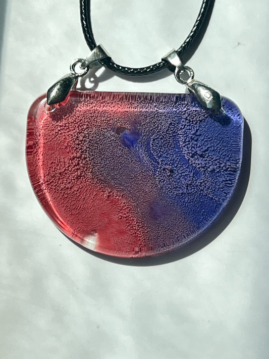 Dusk & Dawn — Rose & Cobalt Half Moon Resin Pendant
