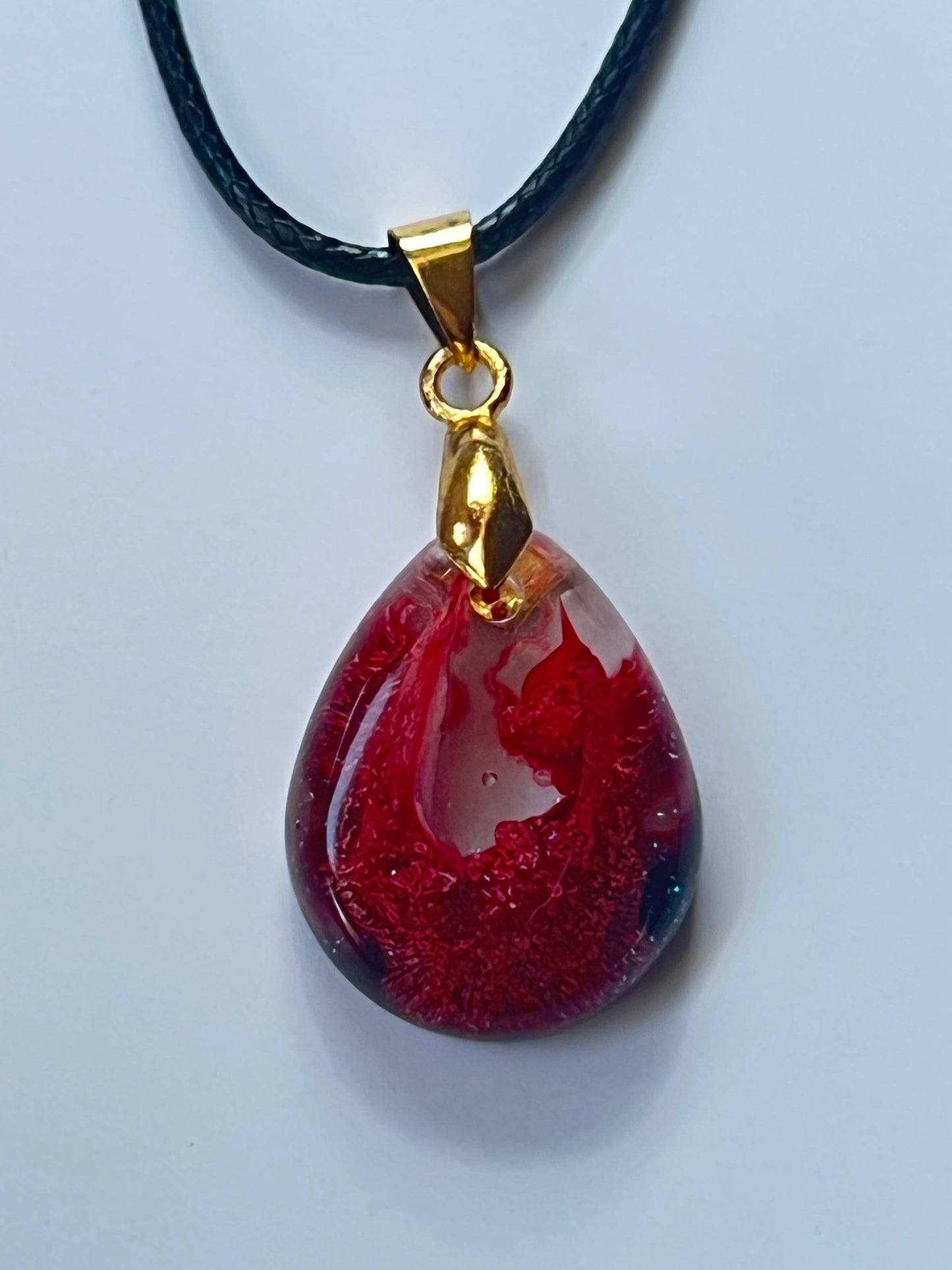 Ruby Inferno — Deep Red Resin Pendant