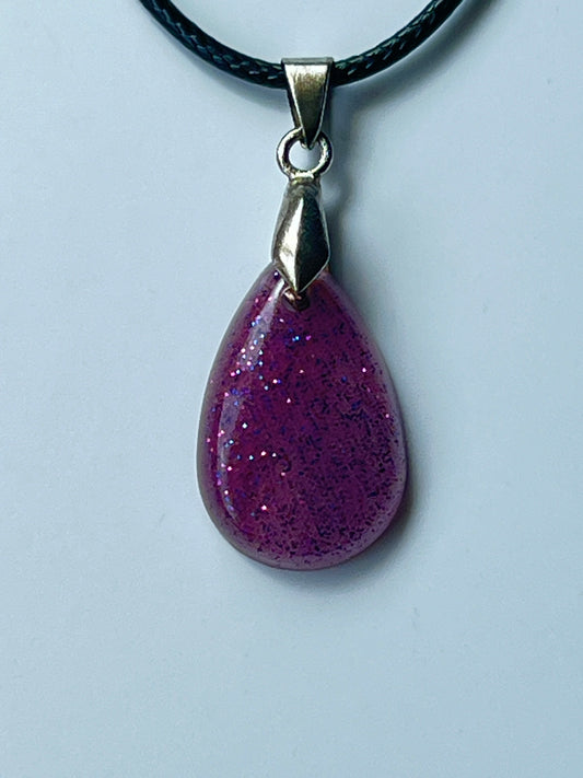 Amethyst Dusk — Purple Glitter Resin Pendant