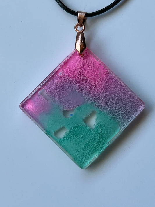Aurora Mist — Pink & Mint Resin Pendant