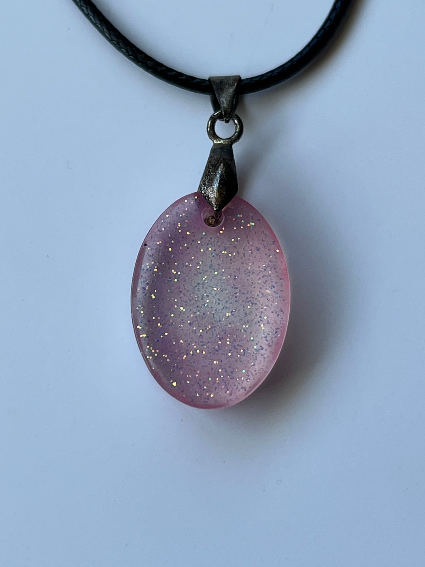 Rose Stardust — Pink Iridescent Resin Pendant