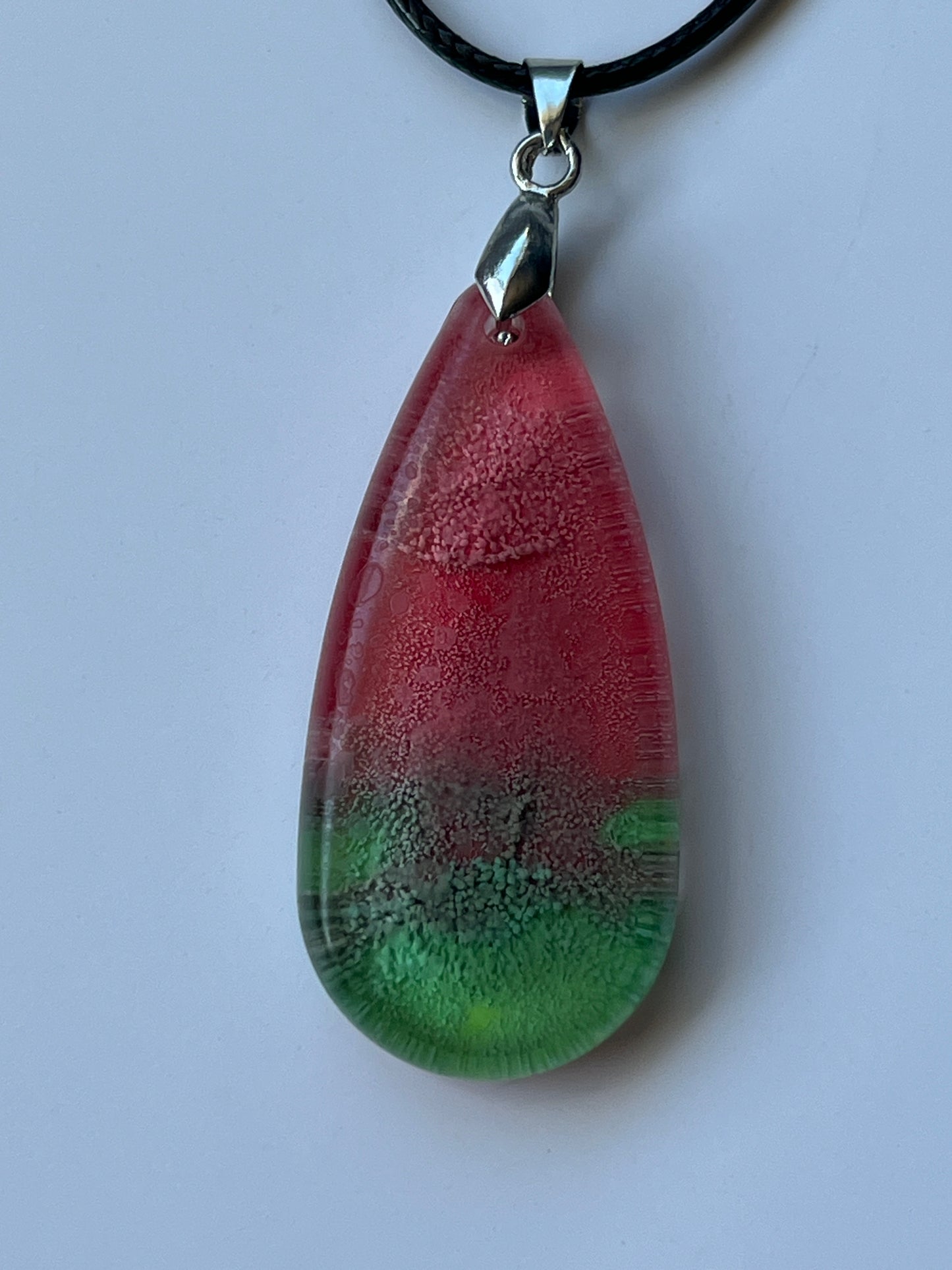 Watermelon Tourmaline — Red & Green Resin Pendant