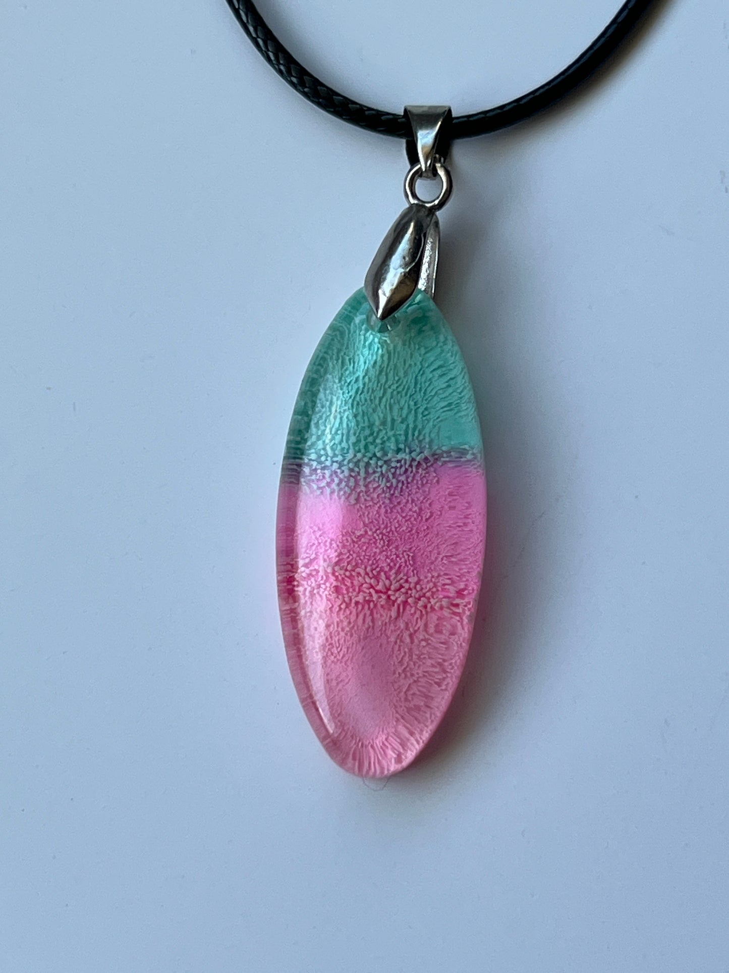 Sea Bloom — Teal & Pink Resin Pendant