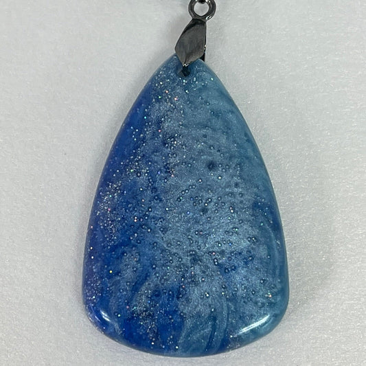 Storm Whisper — Steel Blue Resin Pendant