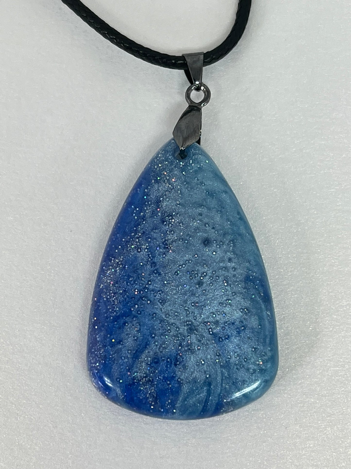 Storm Whisper — Steel Blue Resin Pendant