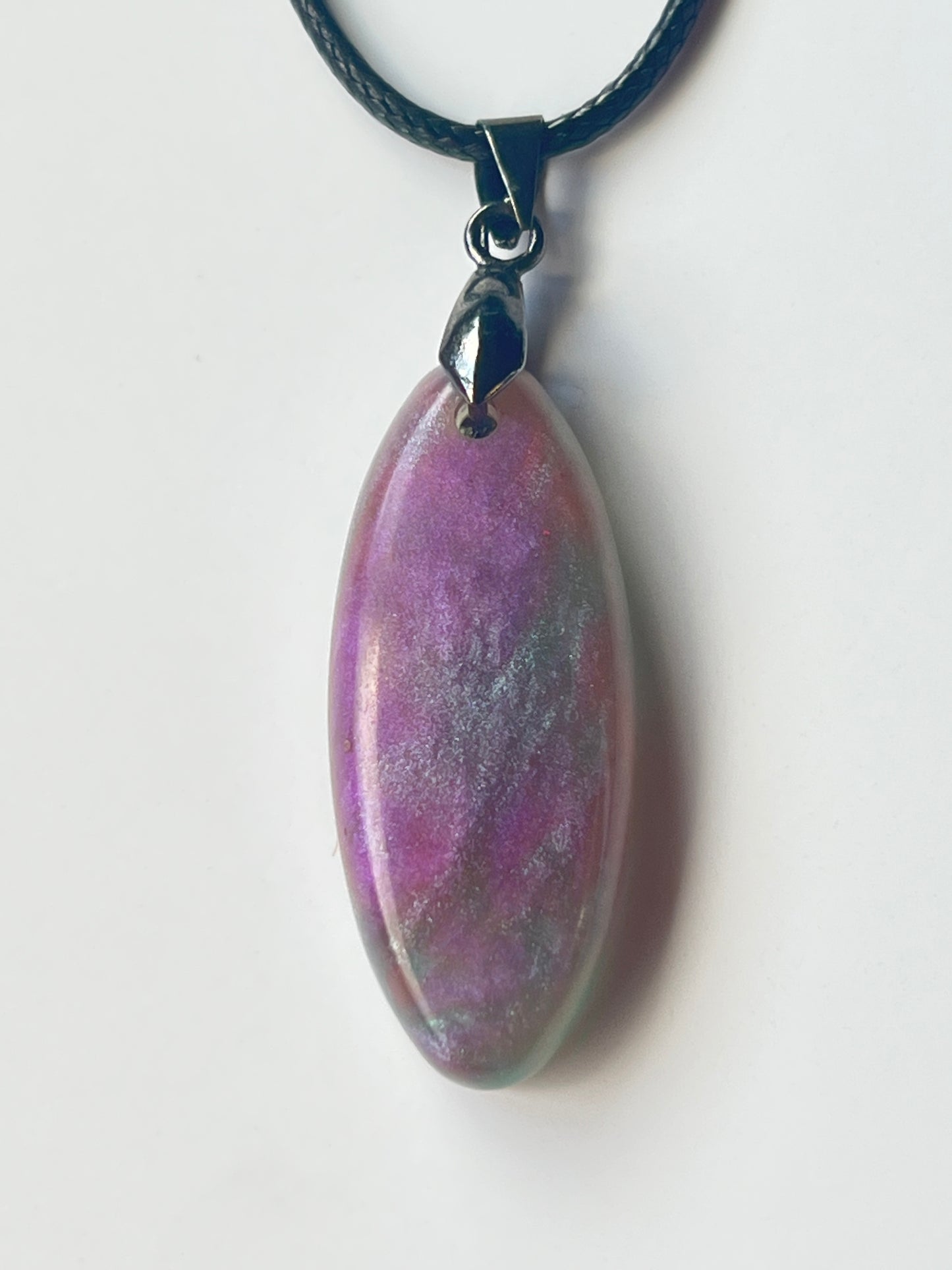 Twilight Stone — Purple & Sage Shimmer Resin Pendant