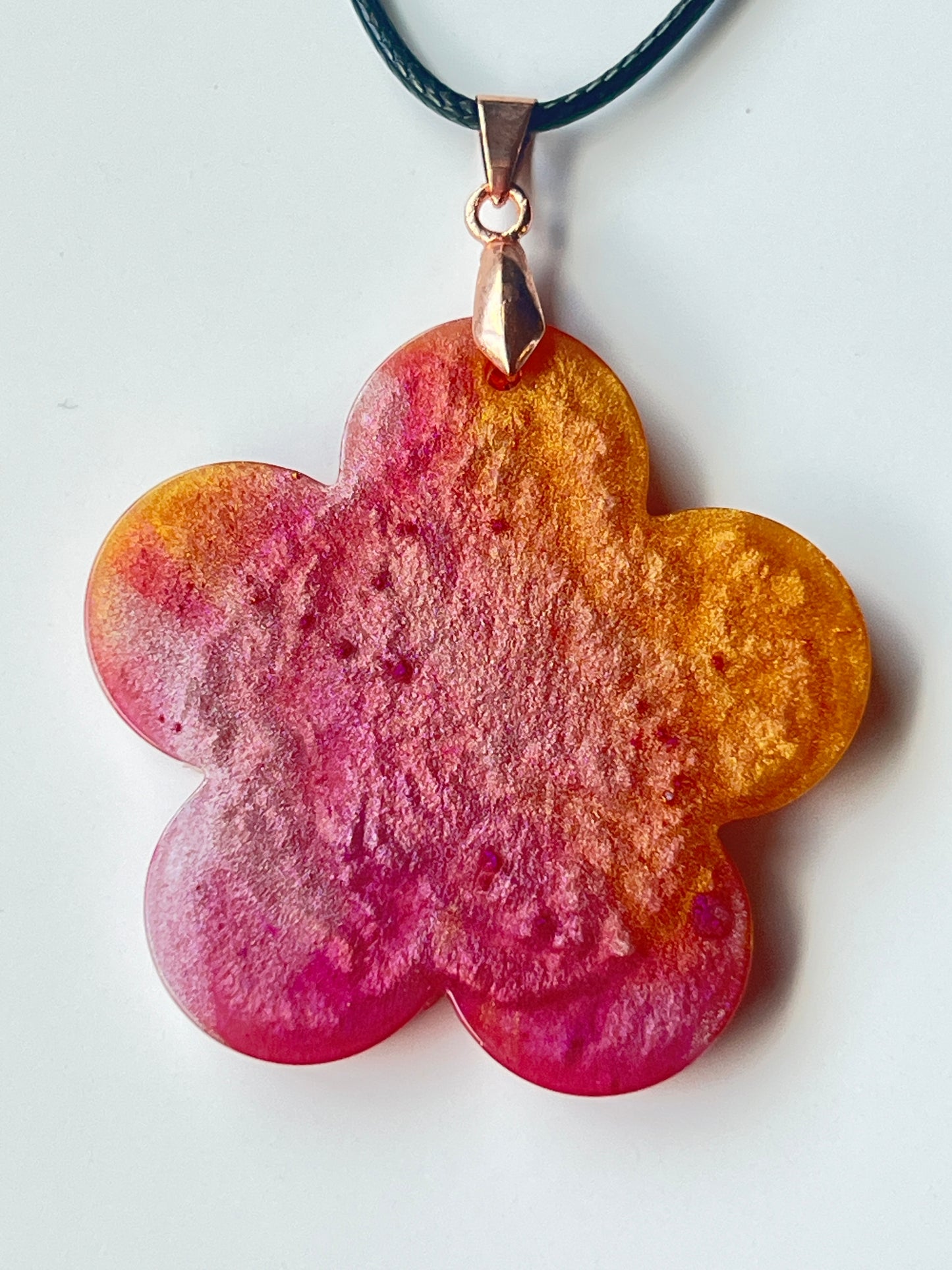 Solar Blossom — Magenta & Gold Flower Resin Pendant
