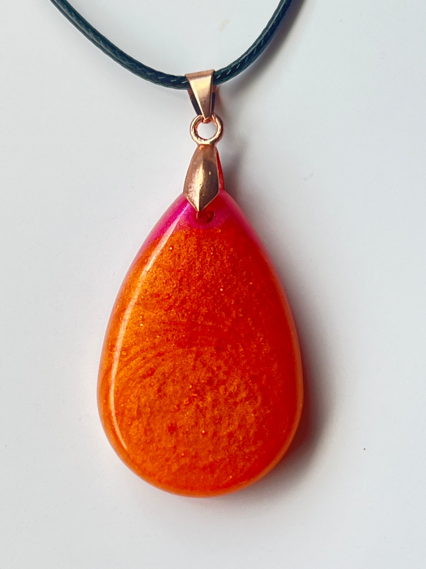 Phoenix Fire — Copper Orange & Magenta Resin Pendant