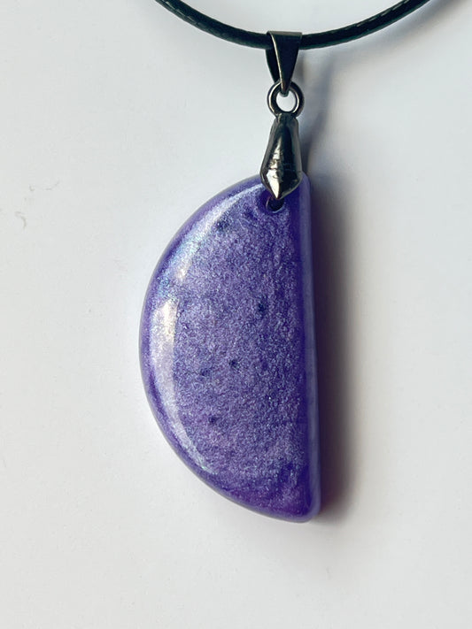 Violet Moon — Purple Half Moon Resin Pendant