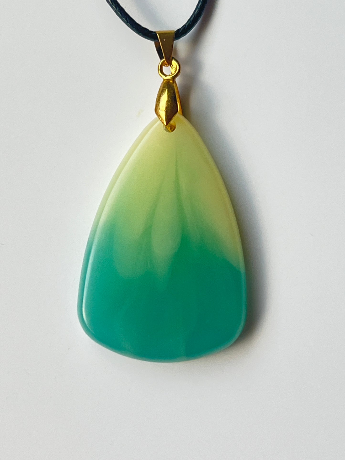 Ocean Sprout — Cream & Teal Green Resin Pendant