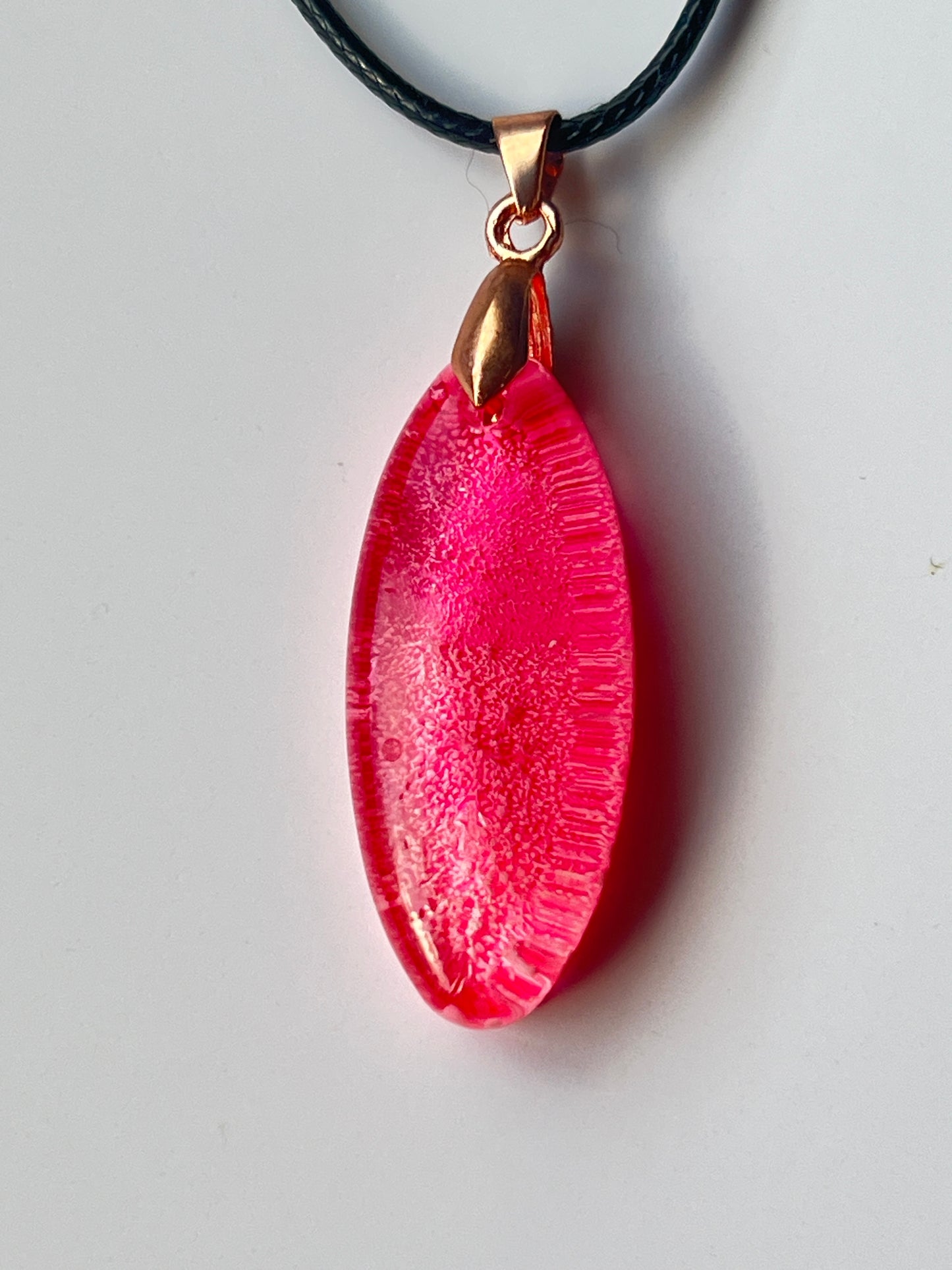Rose Flame — Hot Pink Resin Pendant