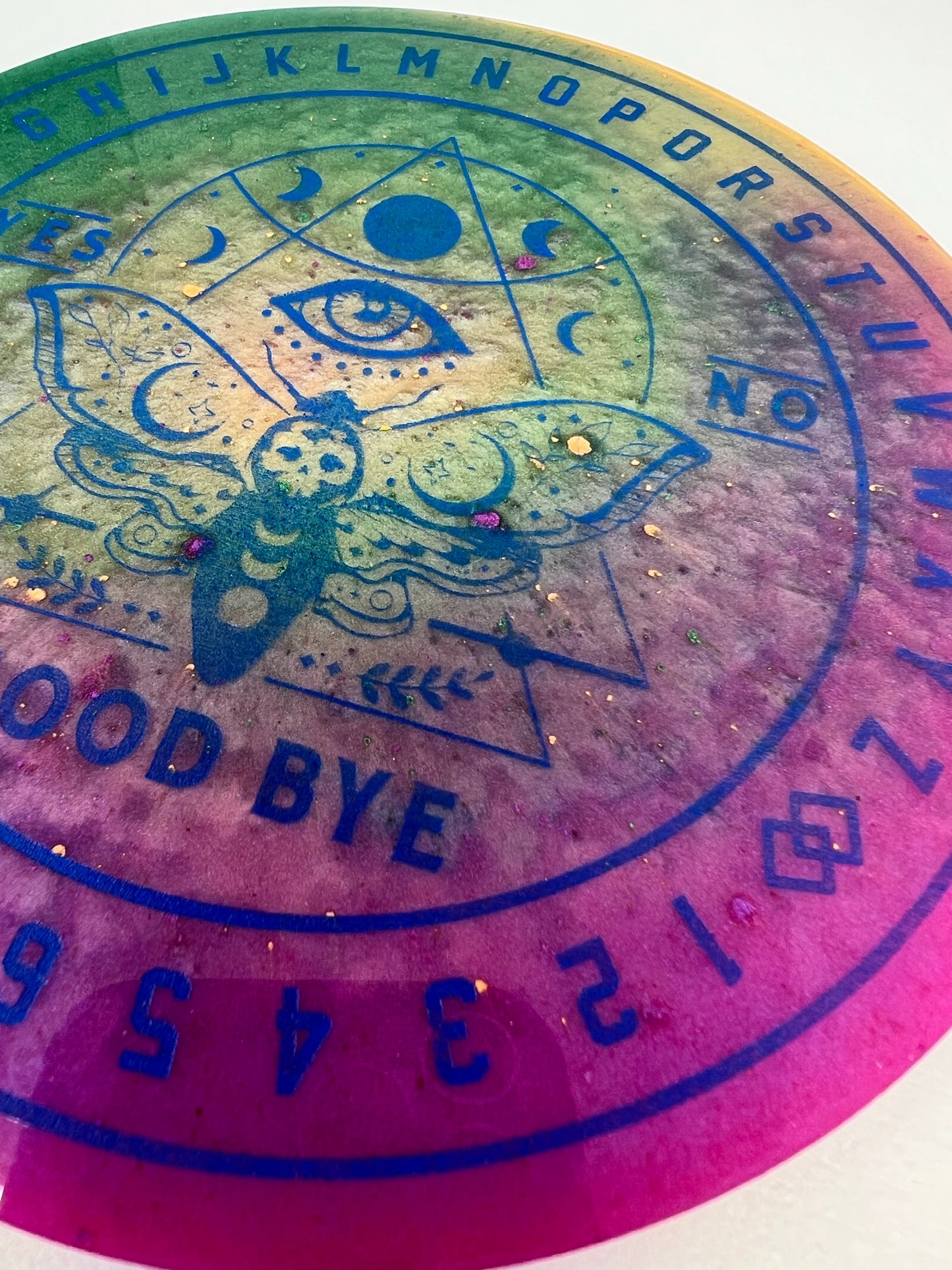 🌙 Glowbound Moth Talking Board | Lunar Intuition Divination Disc (6”)