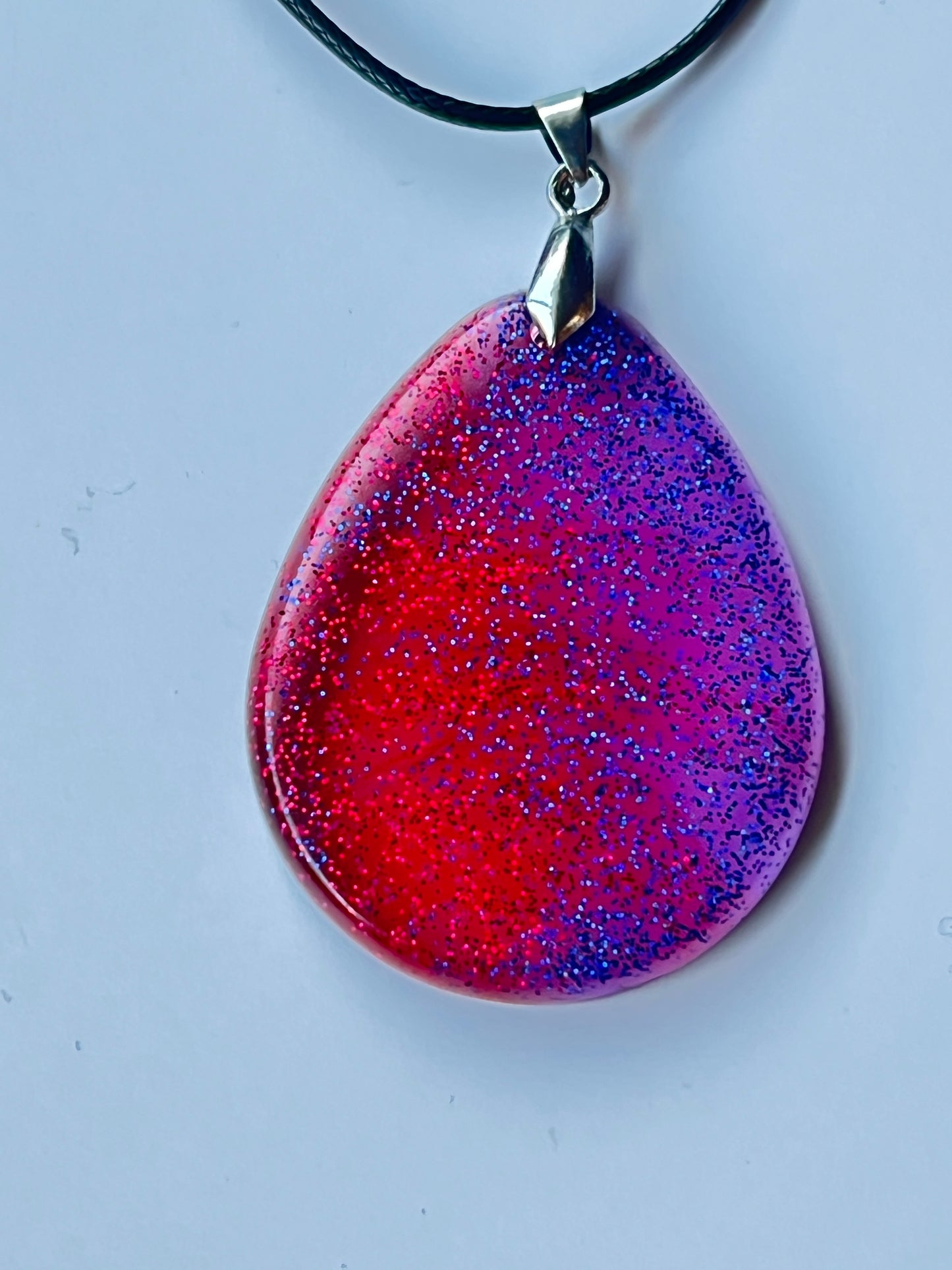 Cosmic Inferno — Red & Violet Galaxy Resin Pendant