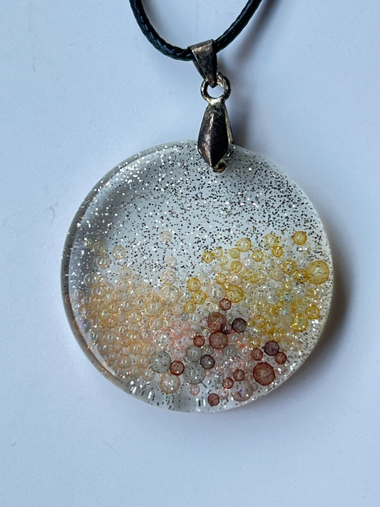 Champagne Moon — Silver & Gold Bubble Resin Pendant