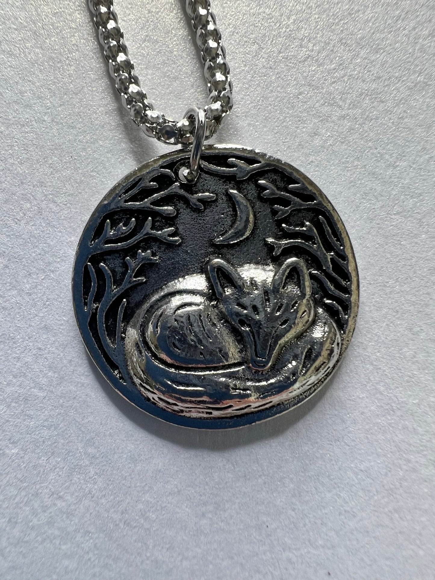 SLEEPING FOX PENDANT NECKLACE