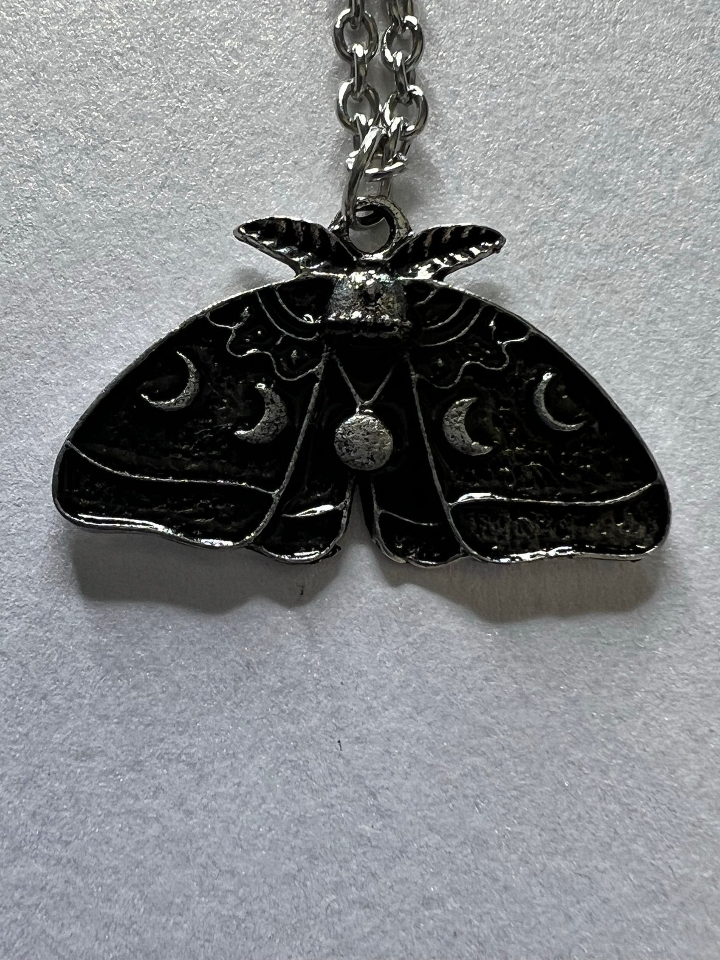 MOTH & MOON PENDANT NECKLACE