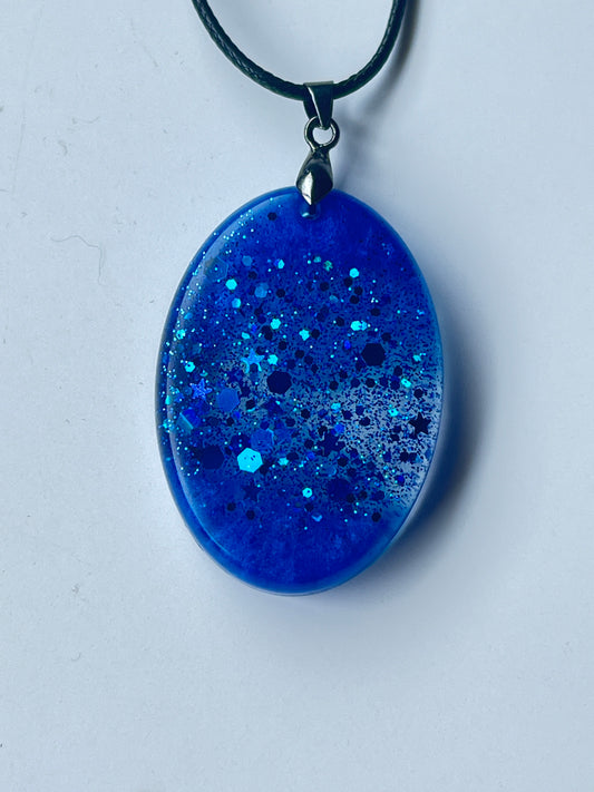 Midnight Ocean — Royal Blue Star & Glitter Resin Pendant