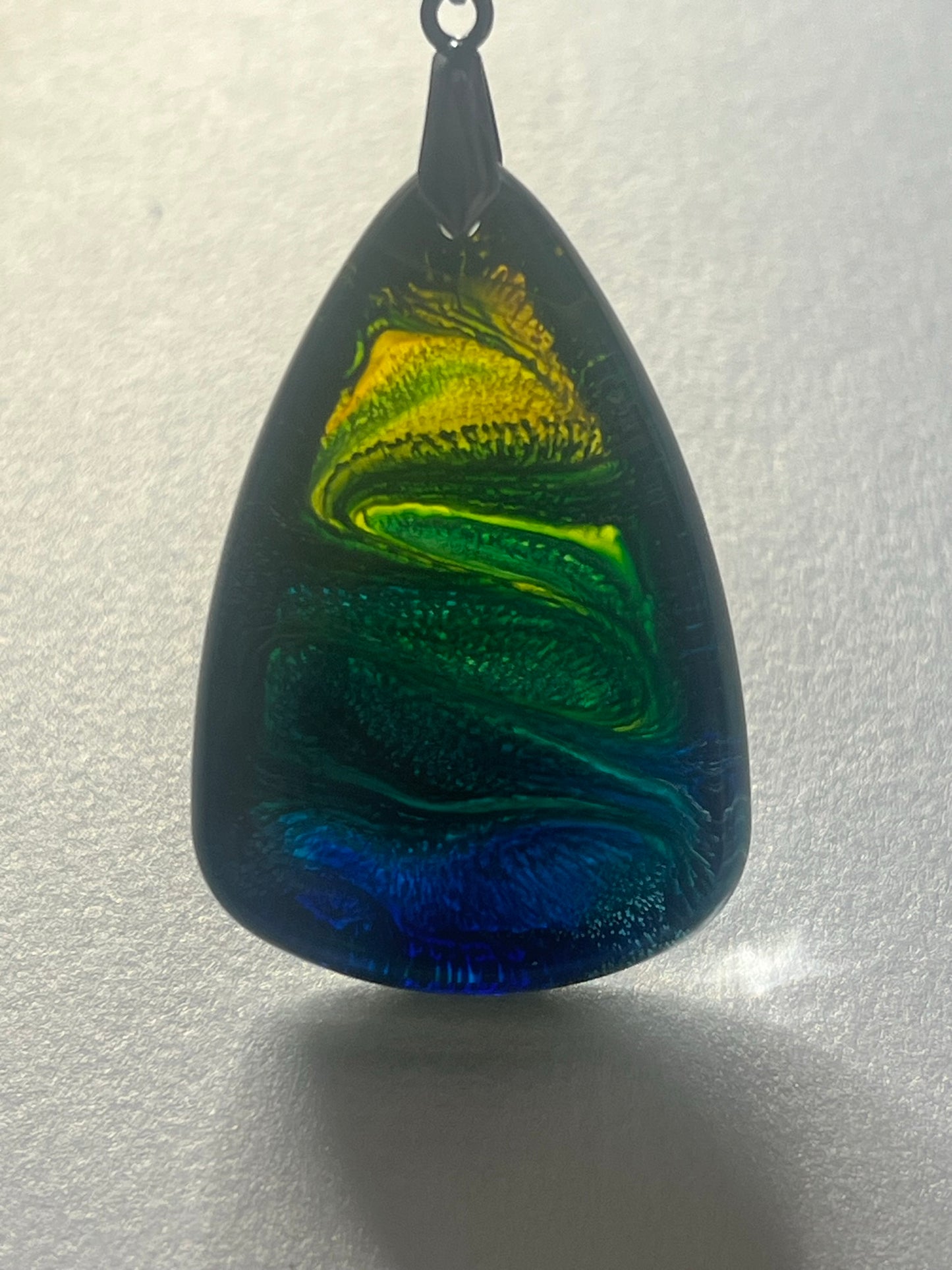 Dark Tide — Midnight Green & Gold Resin Pendant