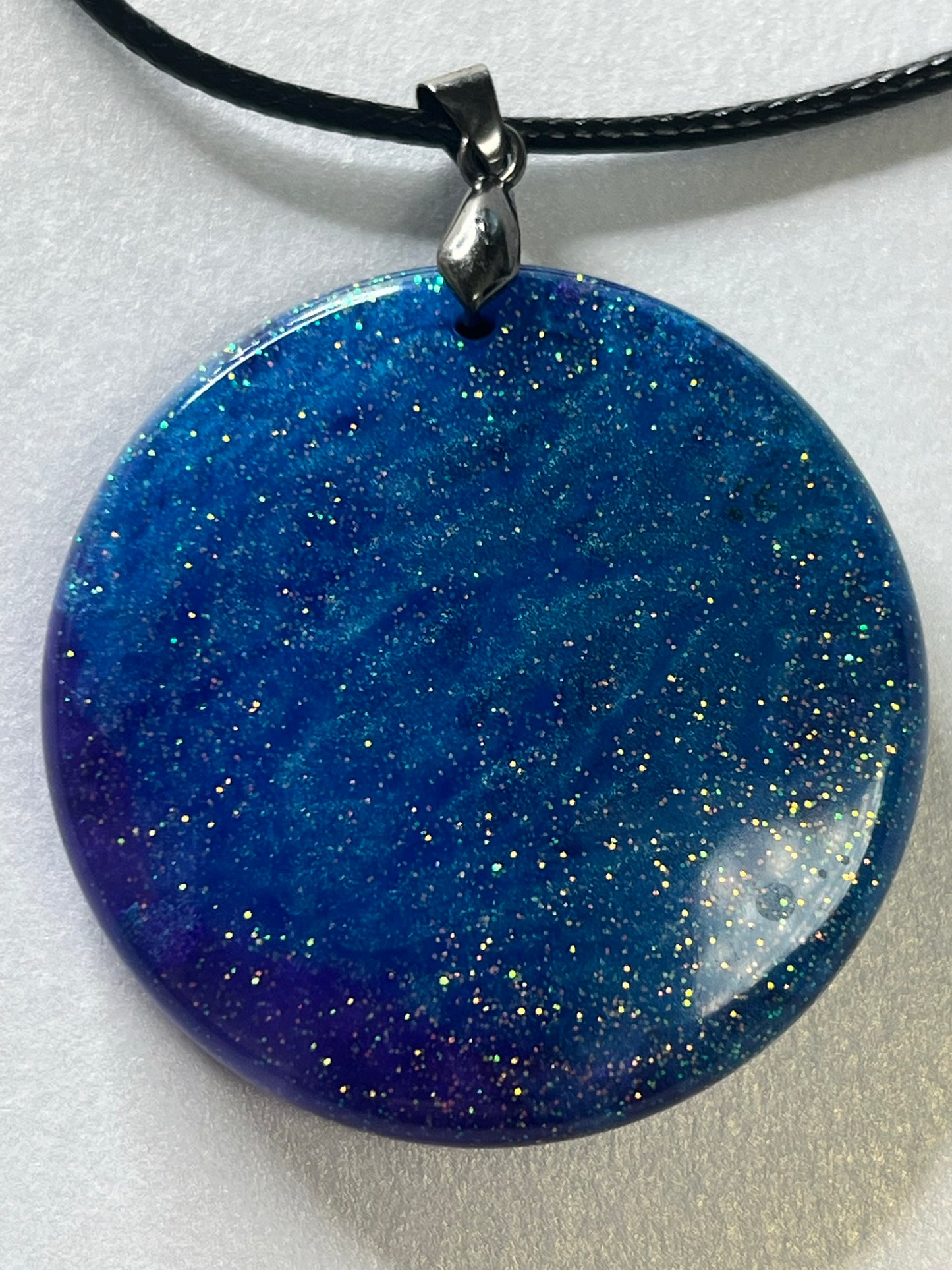 Twilight Moon — Blue & Violet Resin Pendant