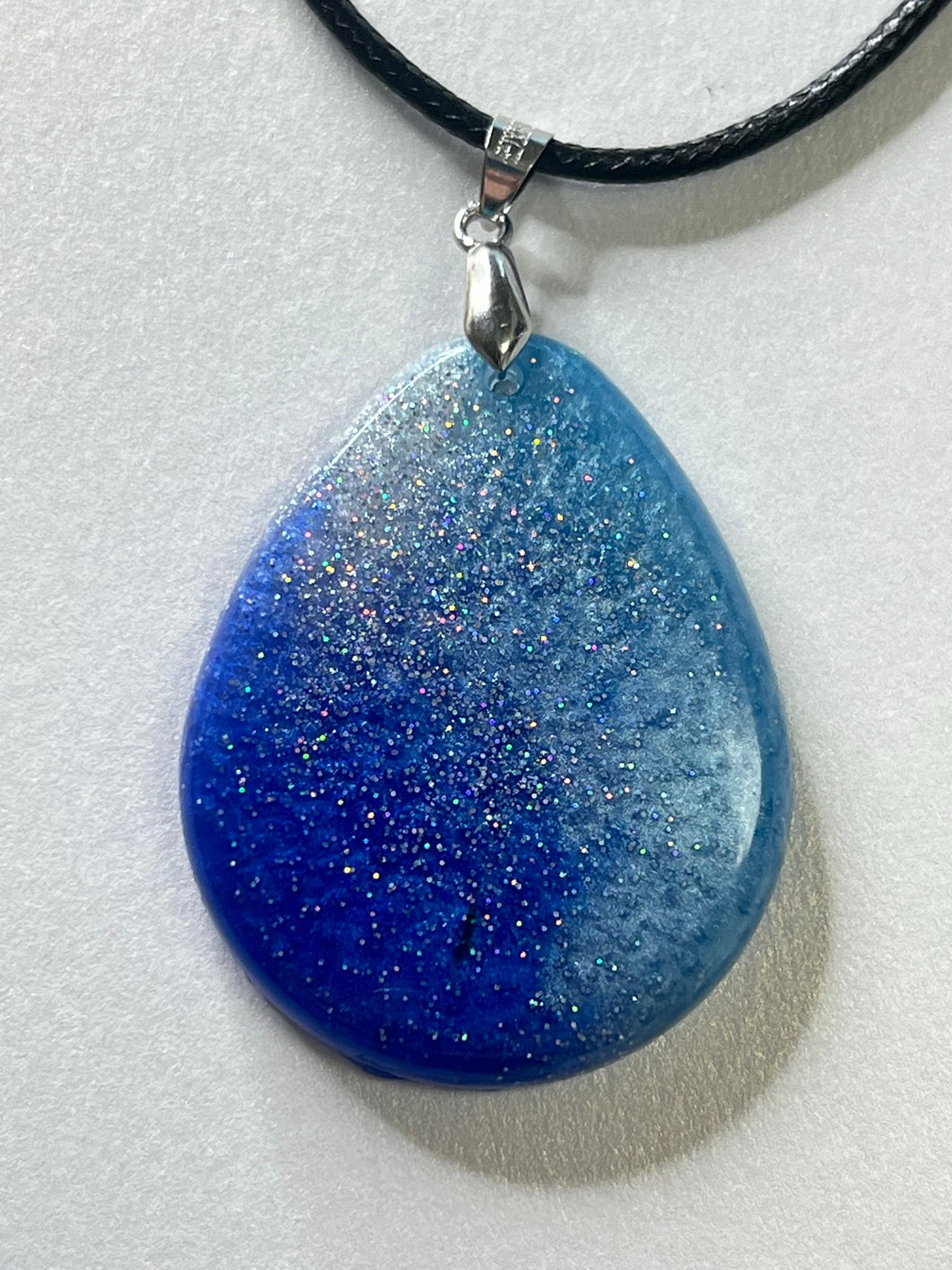 Midnight Cosmos — Blue Glitter Resin Pendant