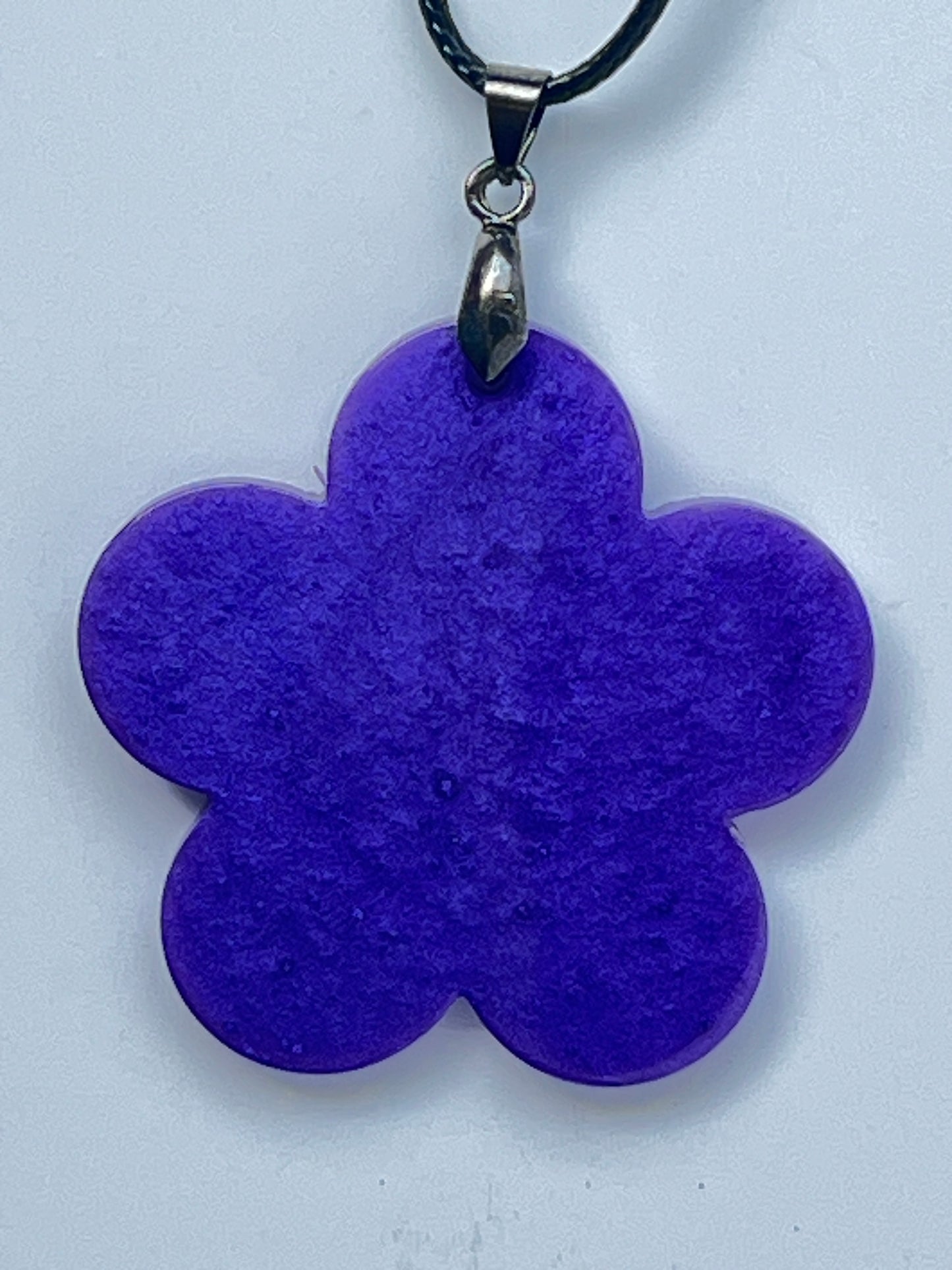 Violet Bloom — Electric Purple Flower Resin Pendant