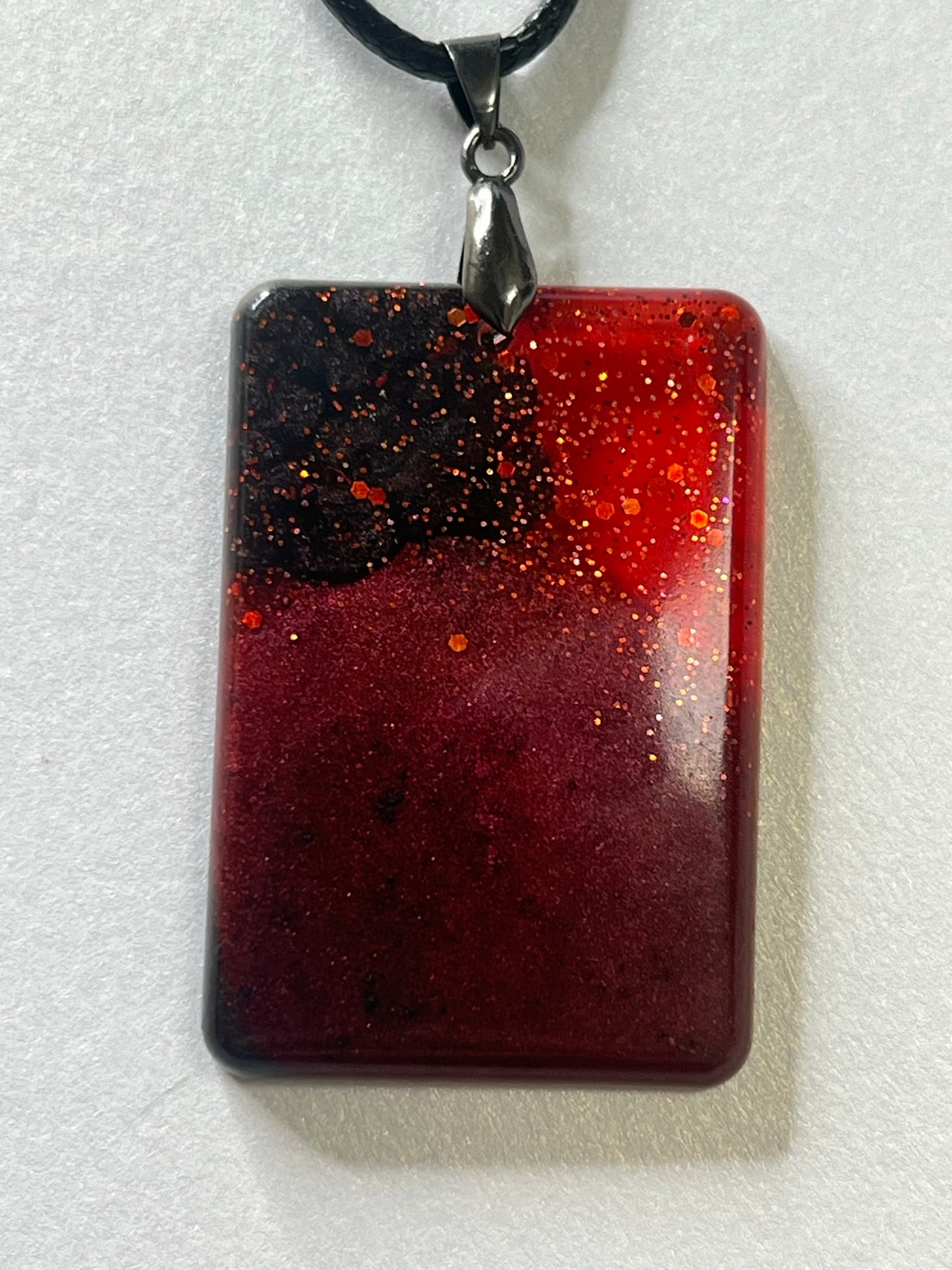 Dark Ember — Burgundy & Black Resin Pendant
