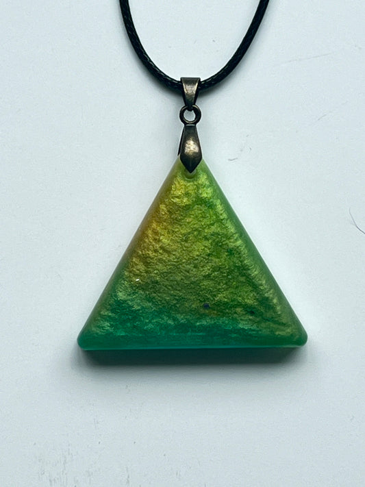 Sunlit Glade — Emerald & Gold Resin Pendant