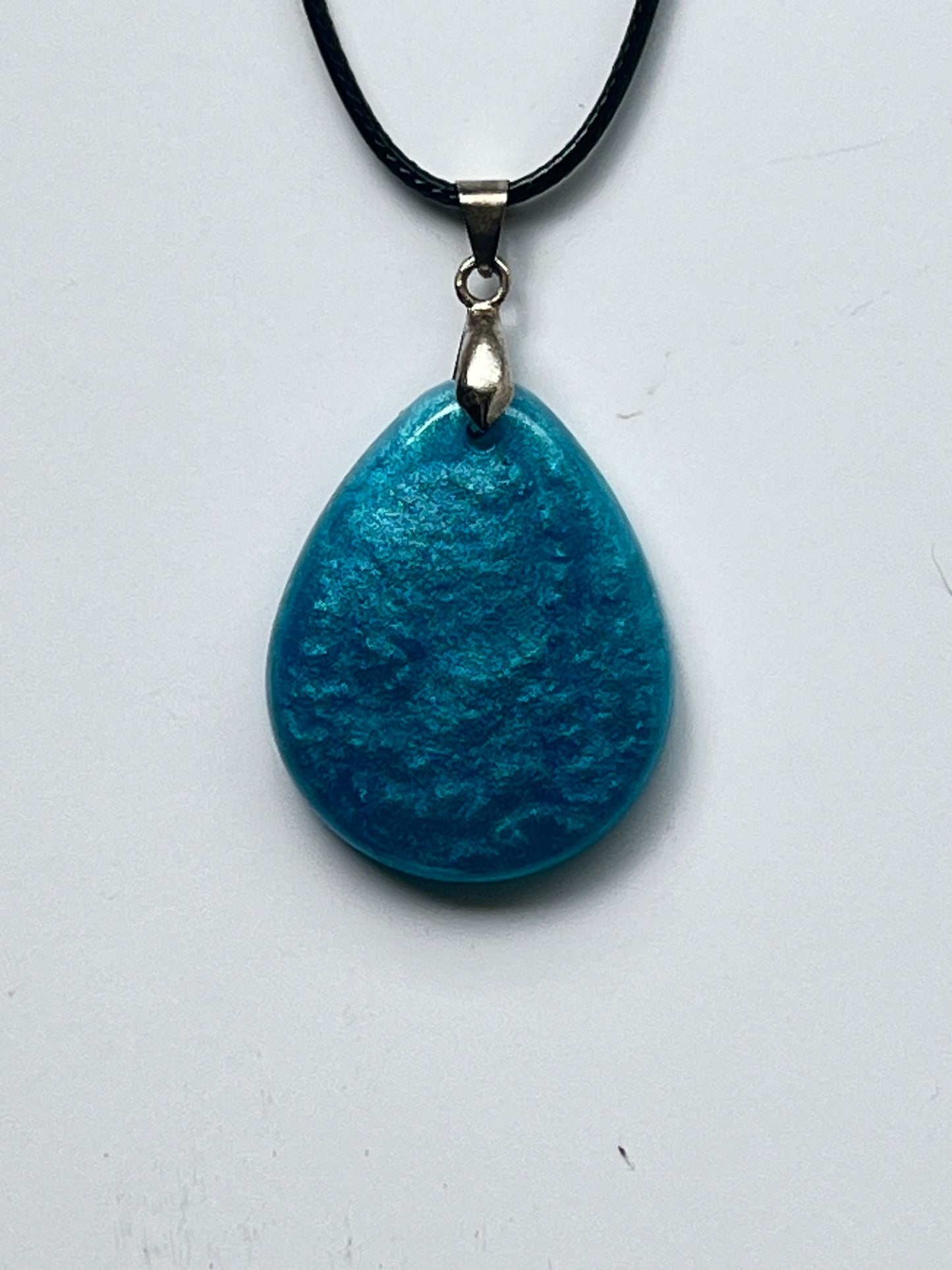 Lagoon Drop — Teal Shimmer Resin Pendant