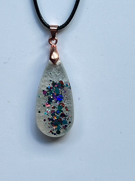 Nebula Drop — Frosted & Jewel Sparkle Resin Pendant