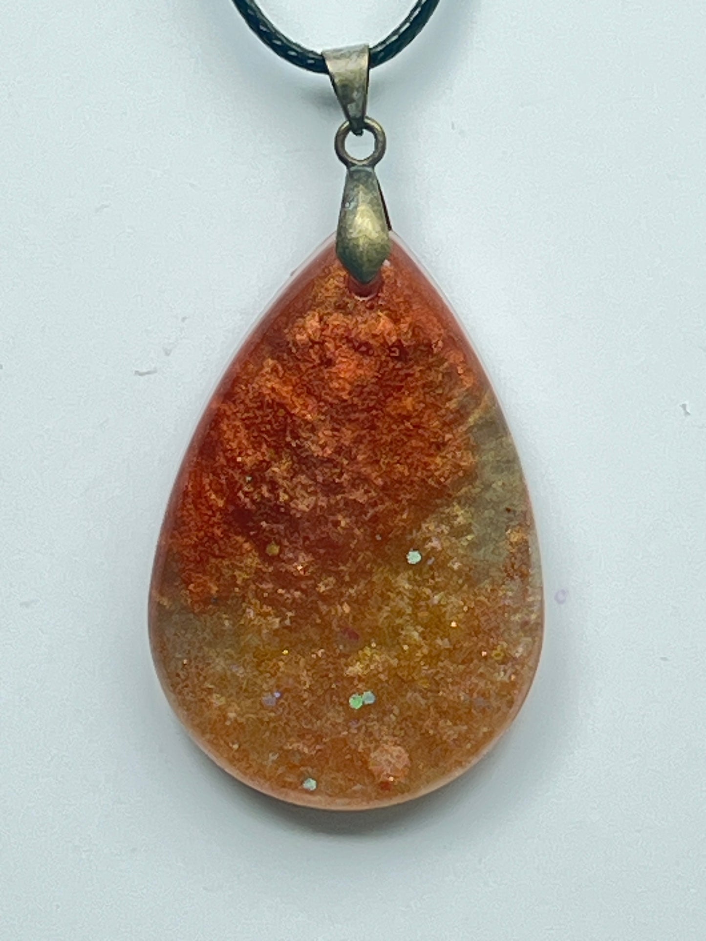 Autumn Ember — Rust & Opal Resin Pendant