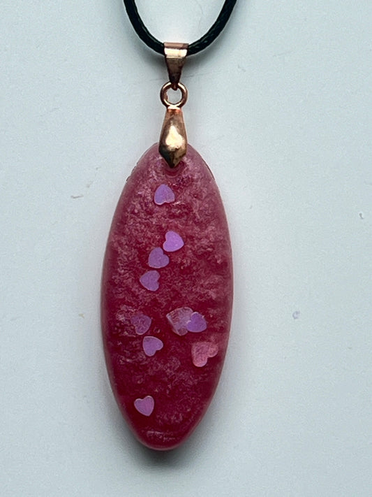 Tender Trail — Mauve & Lilac Hearts Resin Pendant