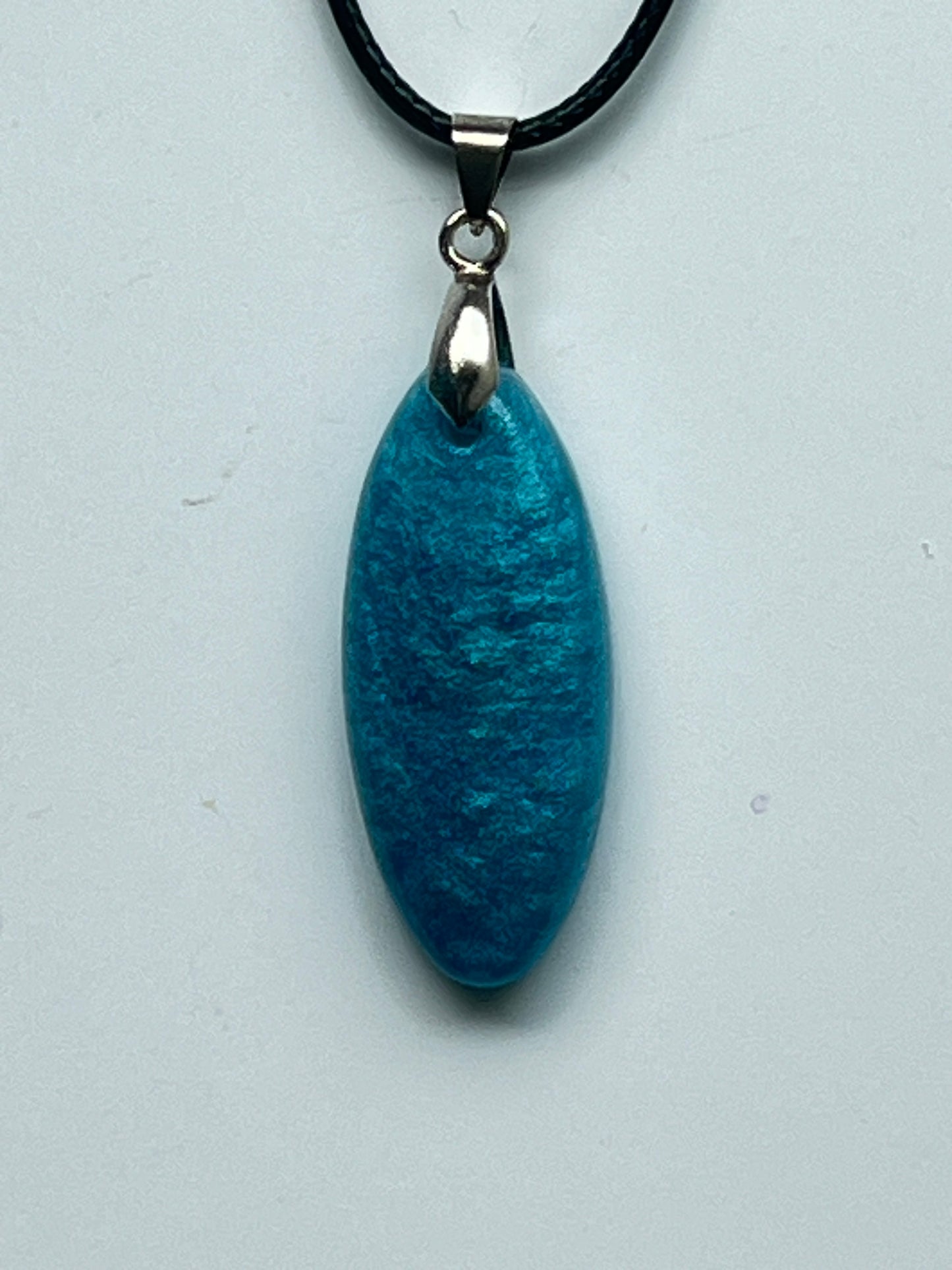 River Stone — Turquoise Marquise Resin Pendant