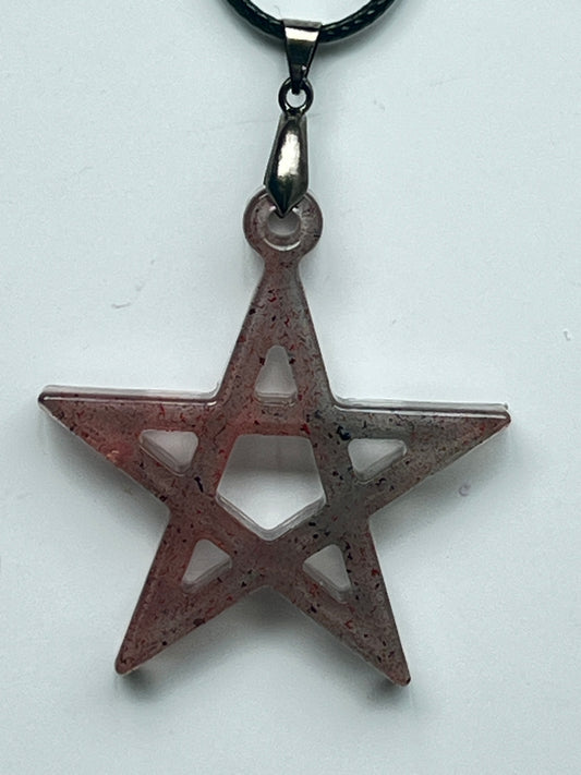 Ember Pentacle — Red Speckled Star Resin Pendant