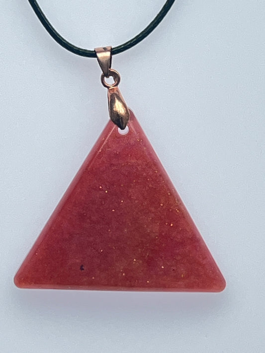 Carnelian Pyramid — Terracotta & Gold Resin Pendant