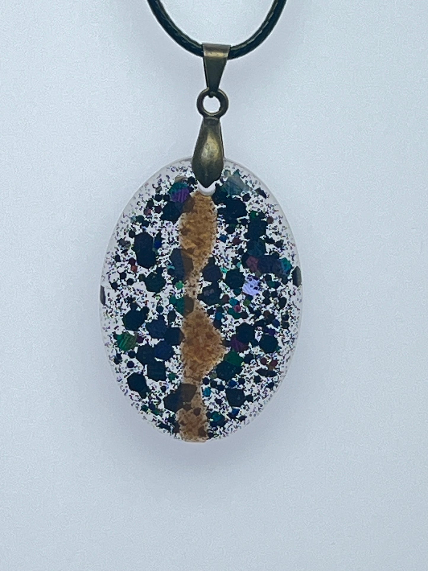 Golden Vein — Cosmic Speckle Resin Pendant