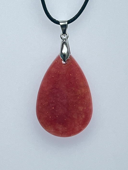 Carnelian Hearth — Brick Red & Gold Resin Pendant