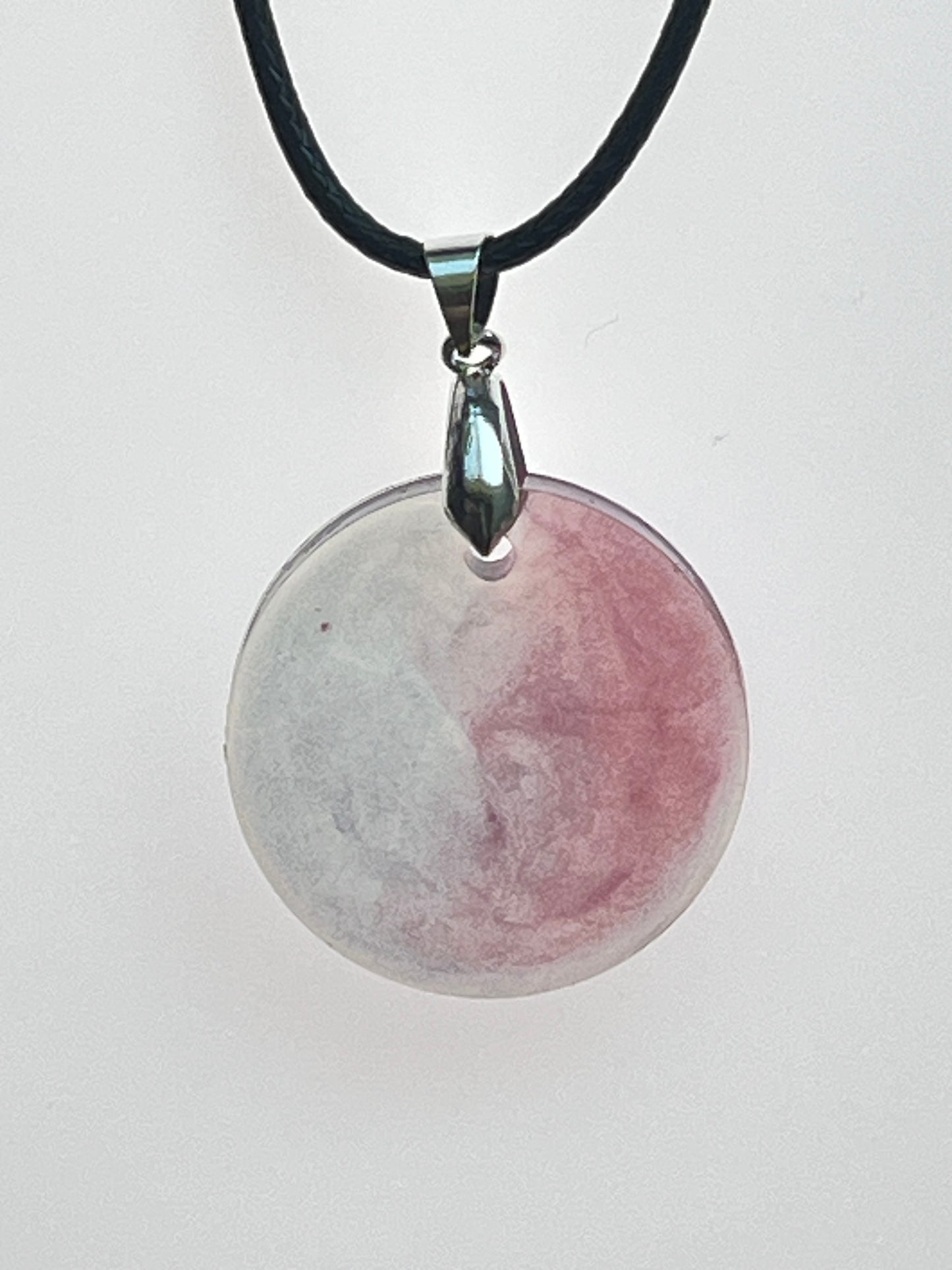 Two Moons — Grey & Rose Resin Pendant