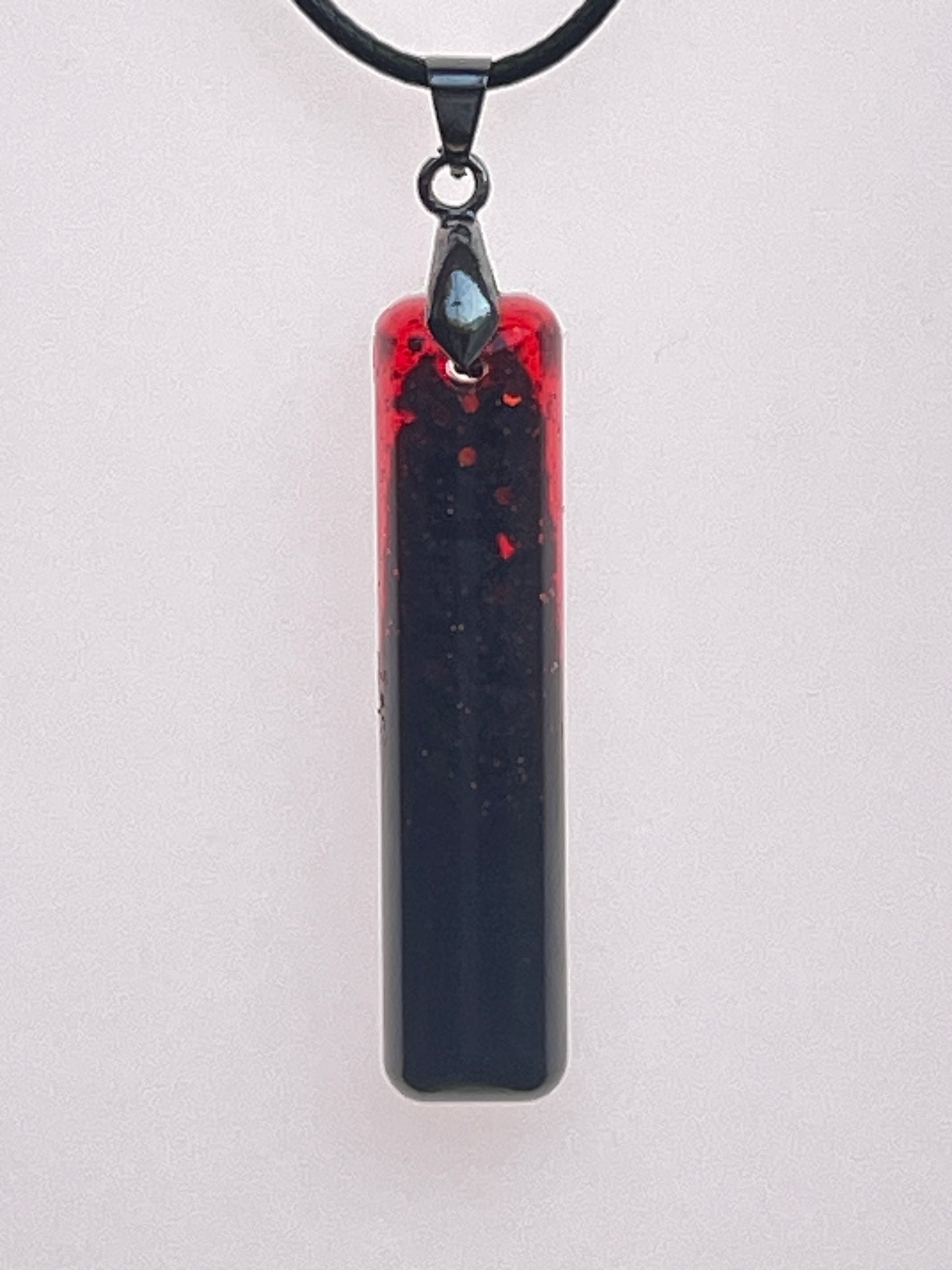 Obsidian Ember — Black & Crimson Resin Pendant