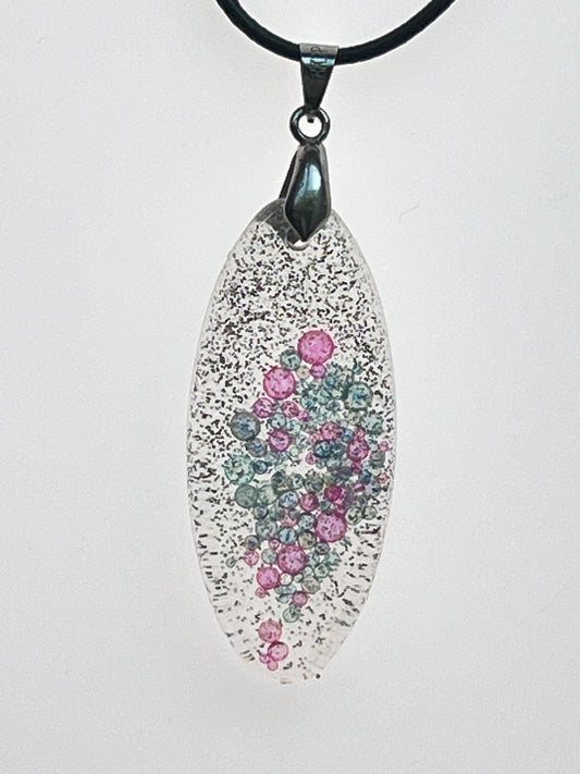 Berry Cluster — Pink & Grey Bubble Resin Pendant
