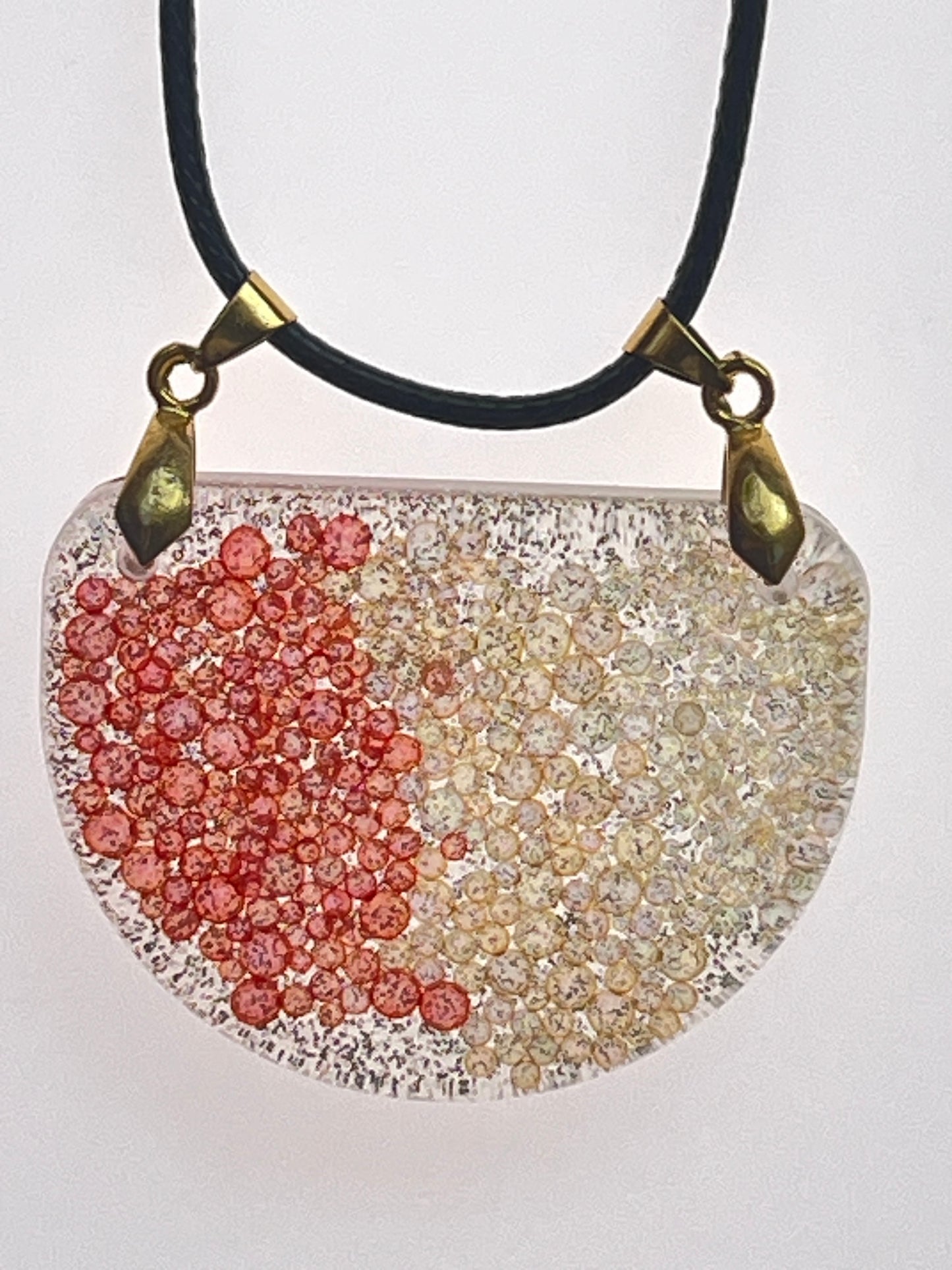 Harvest Pearls — Coral & Gold Bubble Resin Pendant
